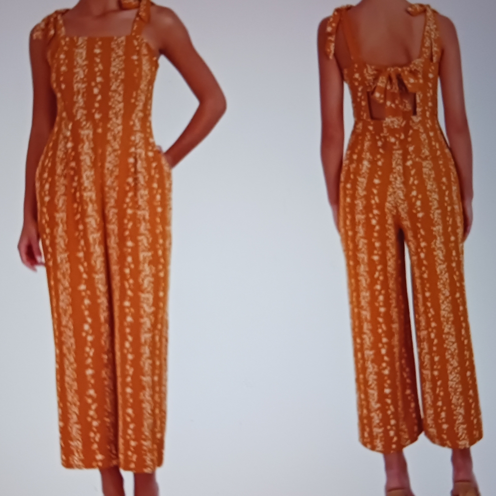 BCBG Paris Orange Patterned Jumpsuit